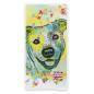 Preview: Strandtuch, Badetuch, Saunatuch mit buntem Hundemotiv in digitaler Popart mit Hunde Motiv Kiki